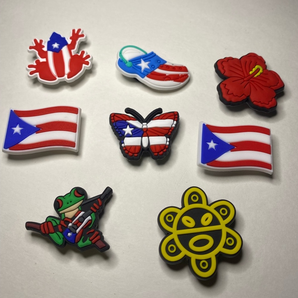 Puerto Rico PR Crocs Charms For Crocs Shoes Accessories Boricuas Charms 8 Pieces